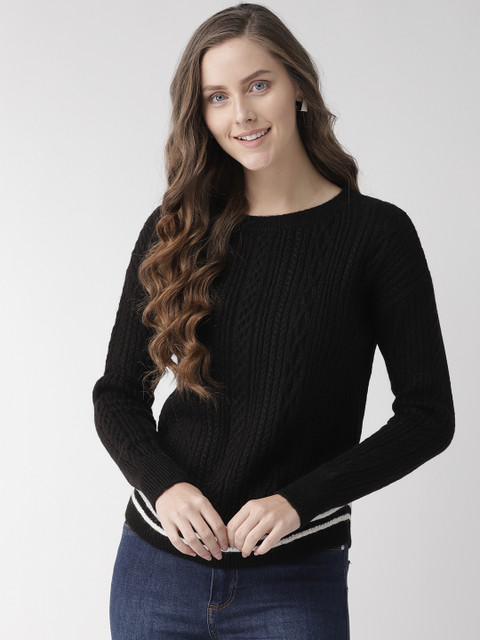 

Madame Women Black Cable Knit Sweater