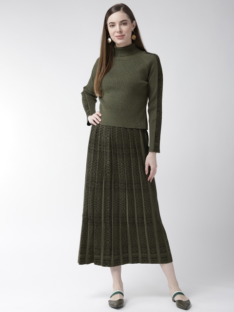 

Madame Olive Green Two-Piece Knitted Sweater Dress