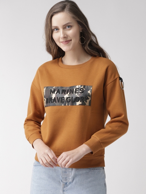 

Madame Women Mustard Brown Solid Sweatshirt