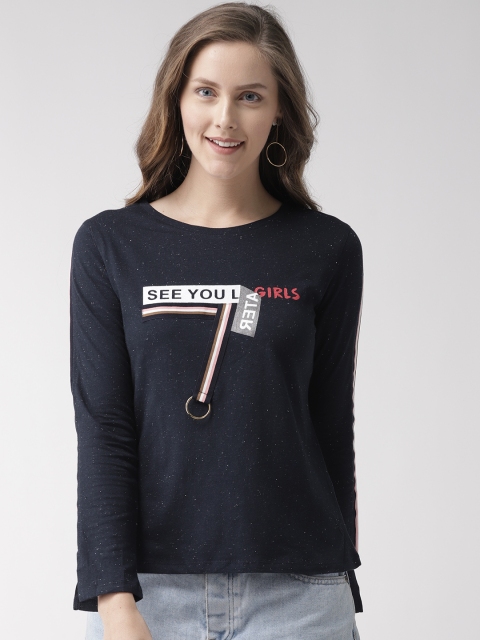 

Madame Women Navy Blue Printed Top