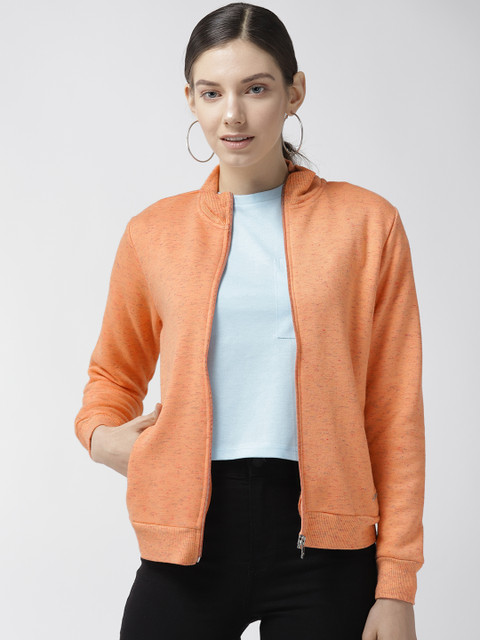 

Madame Women Peach-Coloured Solid Sweatshirt