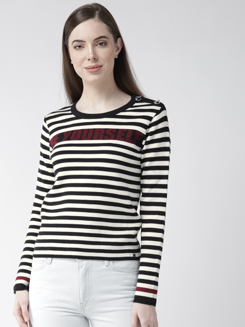 

Madame Women Black & White Striped Sweater