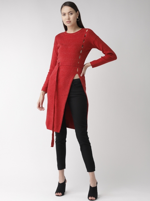 

Madame Women Red Speckled Longline Pullover