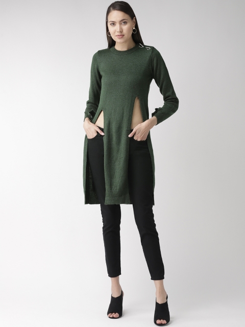 

Madame Women Green Longline Pullover
