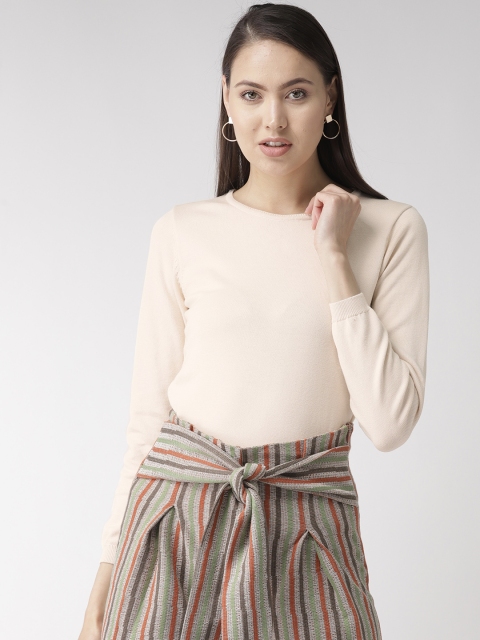

Madame Women Cream-Coloured Solid Sweater
