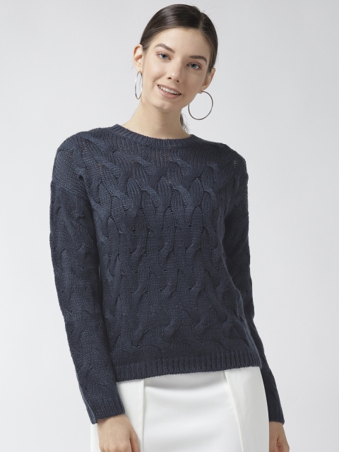 

Madame Women Navy Blue Cable Knit Sweater