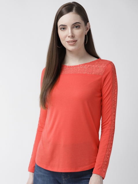 

Madame Women Coral Orange Solid Top