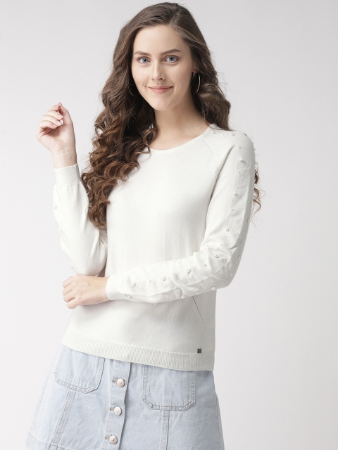

Madame Women Off-White Solid Sweater
