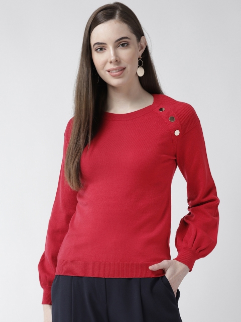 

Madame Women Red Solid Sweater