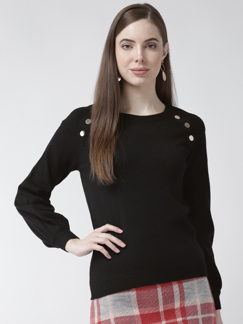 

Madame Women Black Solid Pullover