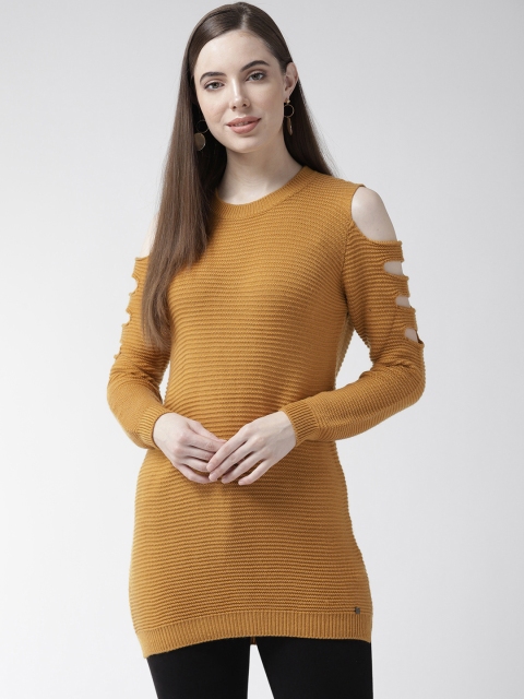 

Madame Women Mustard Ribbed Pullover