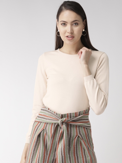 

Madame Women Off-White Solid Pullover