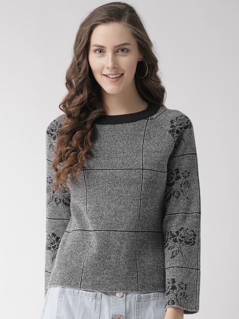 

Madame Women Grey Checked Sweater
