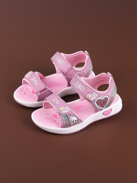 

Walktrendy Girls Pink Printed Open Toe Flats