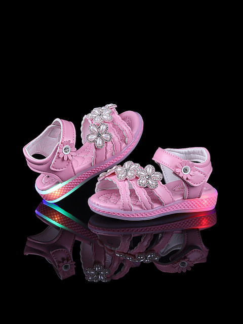 

Walktrendy Girls Pink Embellished Open Toe Flats