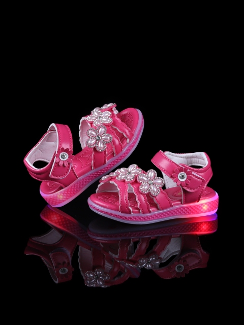 

Walktrendy Girls Pink Embellished Open Toe Flats