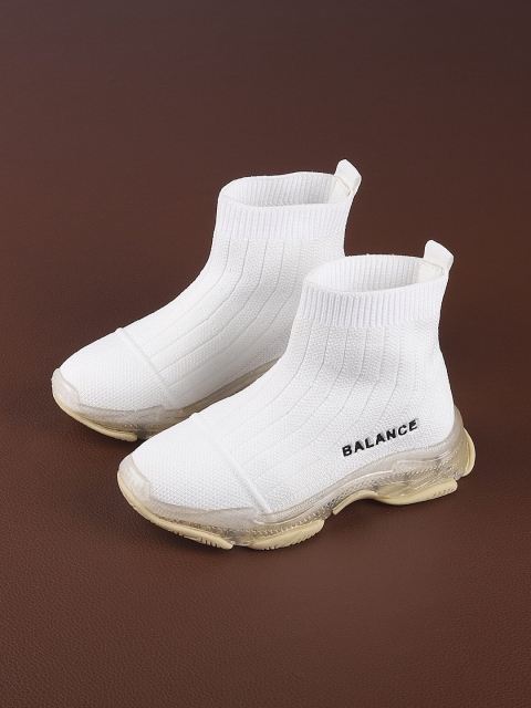 

Walktrendy Girls White Solid Mid-Top Sneakers
