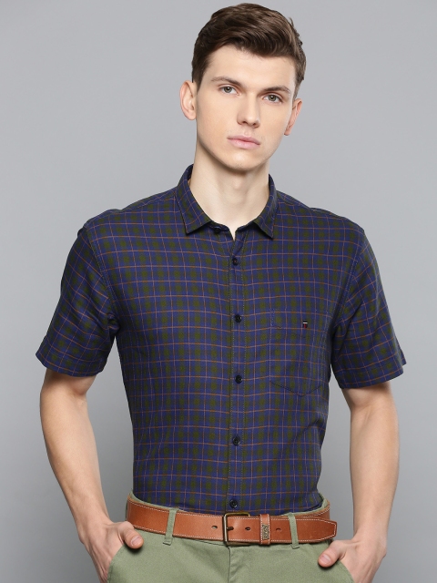 

Louis Philippe Sport Men Blue & Green Slim Fit Checked Casual Shirt