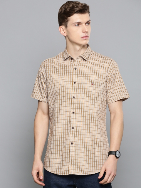 

Louis Philippe Sport Men Off-White & Mustard Yellow Slim Fit Checked Casual Shirt