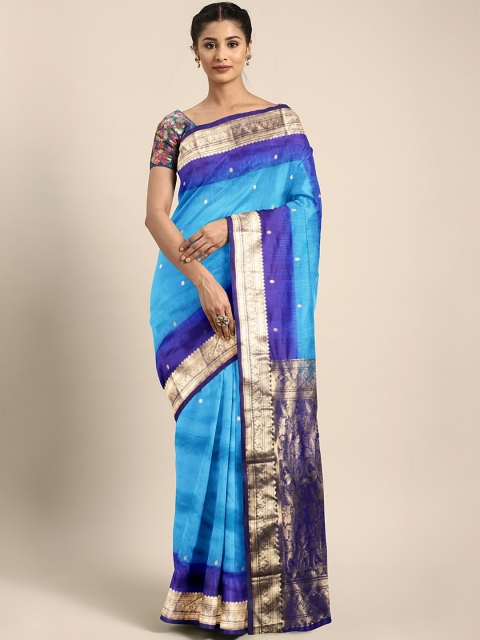 

The Chennai Silks Classicate Blue Pure Silk Woven Design Kanjeevaram Saree