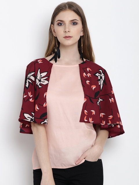 

Lady Stark Women Peach-Coloured & Brown Floral Printed Top