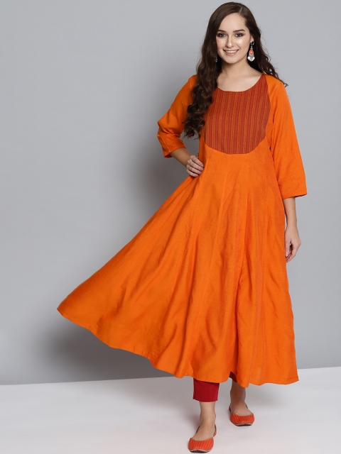 

HERE&NOW Women Orange & Red Yoke Design Anarkali Kurta