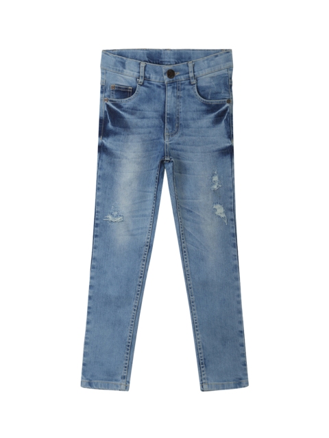 

612 league Boys Blue Regular Fit High-Rise Low Distress Jeans