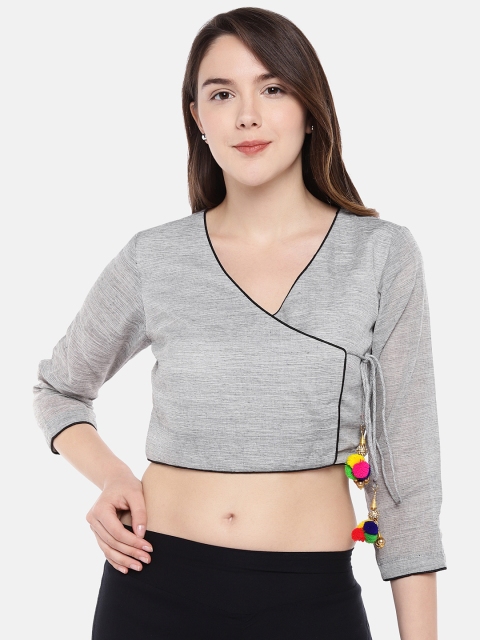 

Just B Women Grey Solid Padded Angarkha Blouse