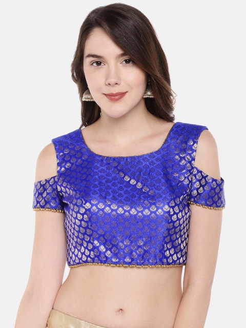 

Just B Women Blue Woven Designed Saree Blouse