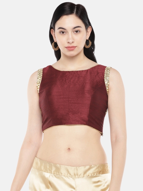 

JustB Women Maroon Solid Padded Saree Blouse