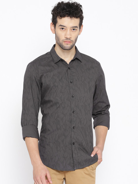 

LA LOFT Men Charcoal Grey Regular Fit Printed Casual Shirt