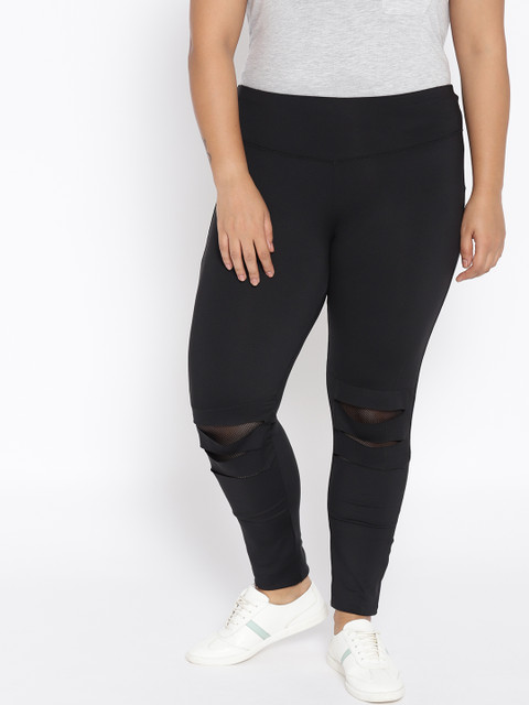 

The Pink Moon Plus Size Women Black Solid Ripped Tights