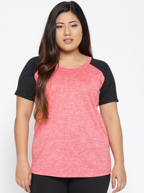 

The Pink Moon Plus Size Women Pink Solid Round Neck Sports T-shirt