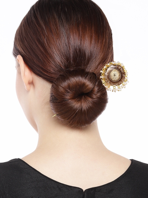 

AccessHer Gold-Toned & Brown Agate Embellished Hairstick