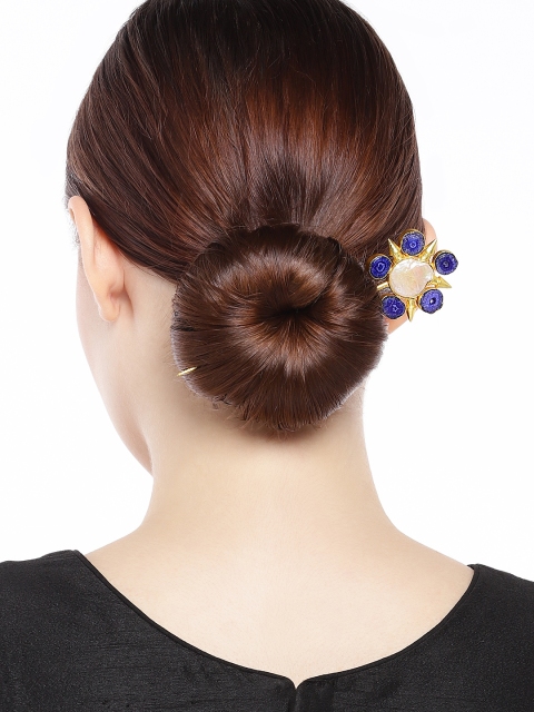 

AccessHer Gold-Toned & Blue Agate Embellished Hairstick