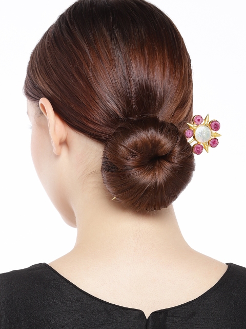 

AccessHer Gold-Toned & Pink Agate Embellished Hairstick