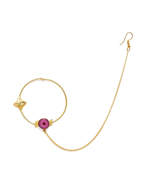

AccessHer Gold-Toned & Purple Stone Nose Ring With Chain