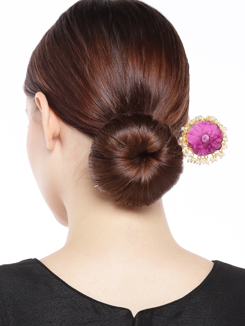 

AccessHer Gold-Toned & Pink Agate Embellished Hairstick