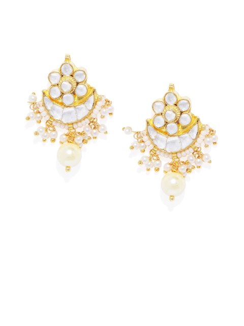 

AccessHer Gold-Toned & White Classic Chandbalis