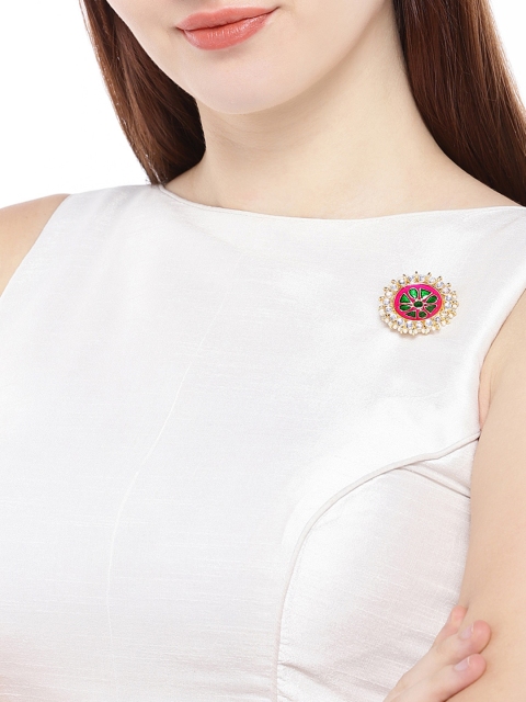 

AccessHer Unisex Gold-plated & Pink Enamelled Brooch