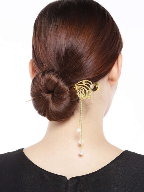 

AccessHer Gold-Toned & Green Pearl and Embellished Hairstick