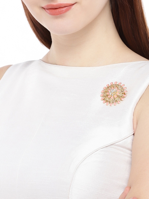 

AccessHer Unisex Gold-plated & Pink Enamelled Brooch