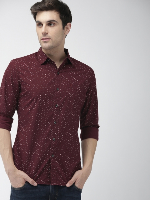

Denizen From Levis Men Burgundy & White Regular Fit Printed Casual Shirt