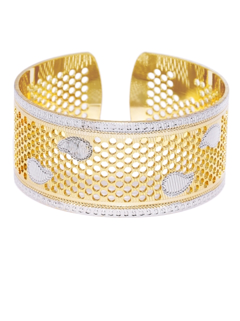 

AccessHer 22 KT Gold-Plated & Silver-Toned Textured Cuff Bracelet