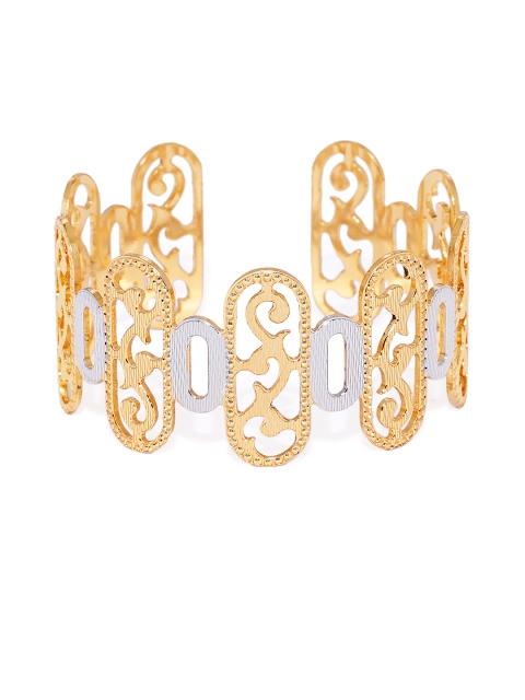 

22 KT Gold-Plated & Silver-Toned Textured Cuff Bracelet