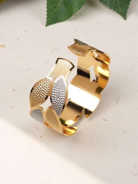 

AccessHer 22 KT Gold-Plated & Silver-Toned Textured Cuff Bracelet