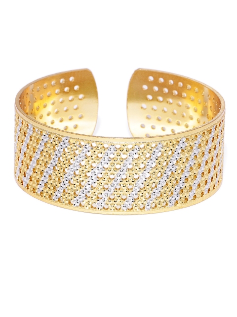 

22 KT Gold-Plated & Silver-Toned Textured Cuff Bracelet