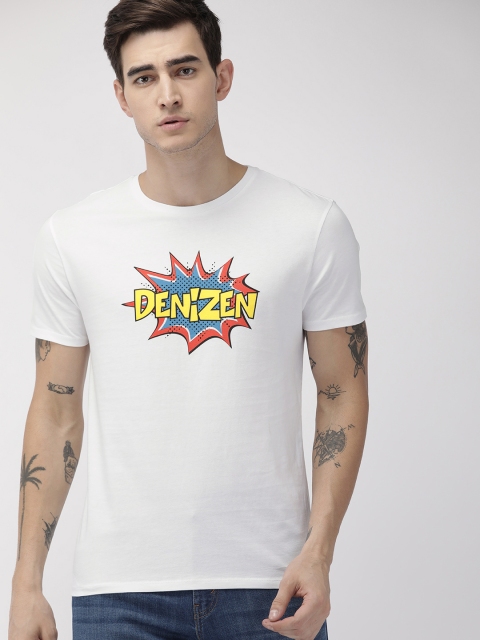 

Denizen From Levis Men White Printed Round Neck T-shirt