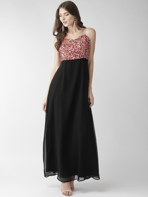 

MISH Women Black & Pink Solid Maxi Dress