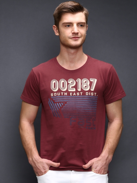 

INDICODE Maroon Printed T-shirt